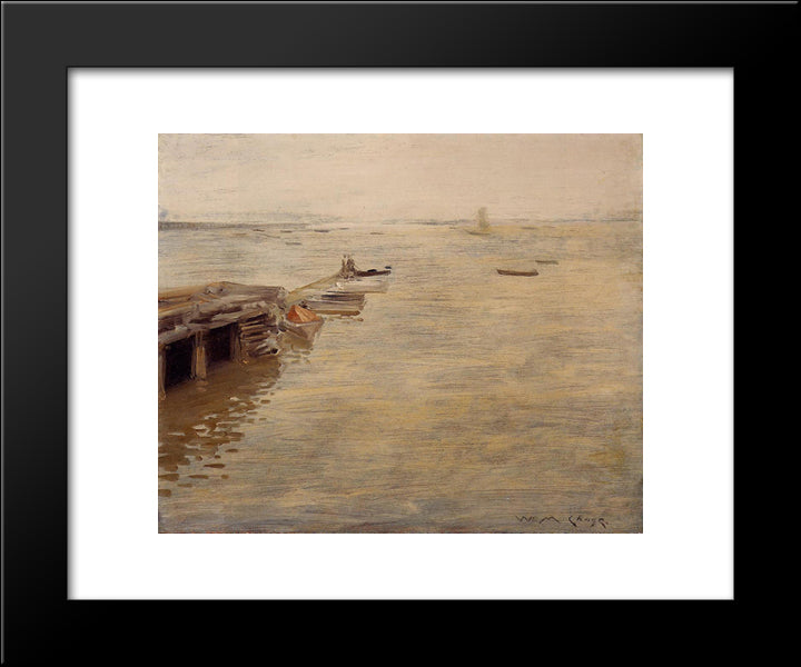 Seashore (Aka A Grey Day) 20x24 Black Modern Wood Framed Art Print Poster by Chase, William Merritt