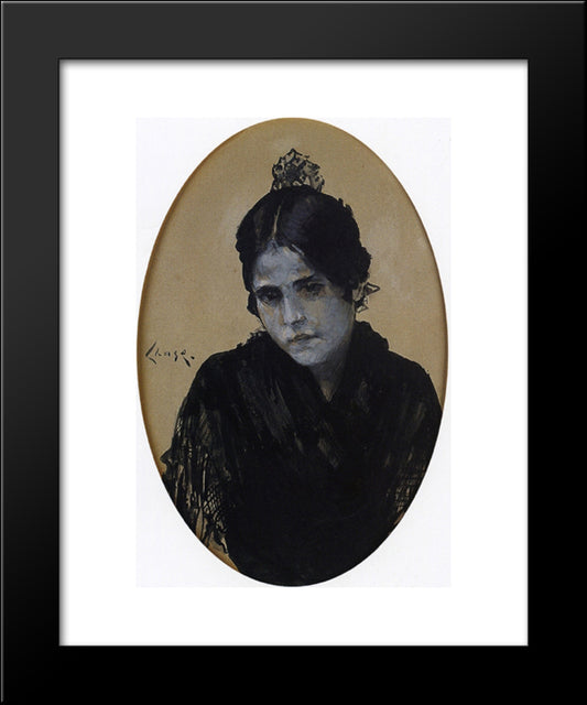 Spanish Girl 20x24 Black Modern Wood Framed Art Print Poster by Chase, William Merritt