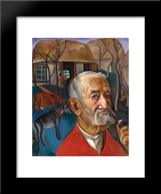 A Man With A Pipe 20x24 Black Modern Wood Framed Art Print Poster by Grigoriev, Boris