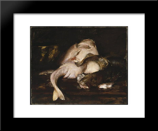 Still Life, Fish 20x24 Black Modern Wood Framed Art Print Poster by Chase, William Merritt