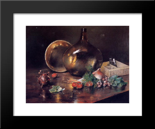 Still Life - Brass And Glass 20x24 Black Modern Wood Framed Art Print Poster by Chase, William Merritt