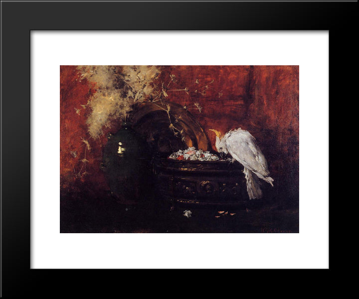 Still Life With Cockatoo 20x24 Black Modern Wood Framed Art Print Poster by Chase, William Merritt