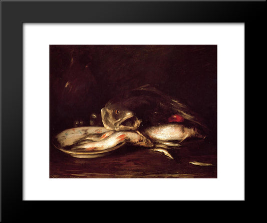 Still Life With Fish 20x24 Black Modern Wood Framed Art Print Poster by Chase, William Merritt