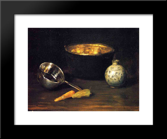 Still Life With Pepper And Carrot 20x24 Black Modern Wood Framed Art Print Poster by Chase, William Merritt