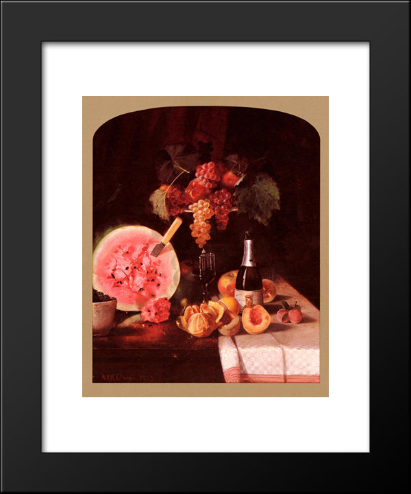 Still Life With Watermelon 20x24 Black Modern Wood Framed Art Print Poster by Chase, William Merritt