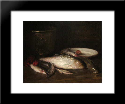 Still-Life With Fish 20x24 Black Modern Wood Framed Art Print Poster by Chase, William Merritt