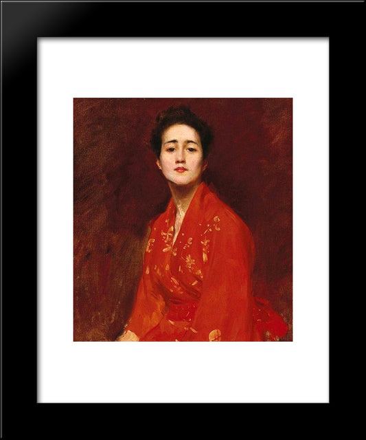 Study Of A Girl In A Japanese Dress 20x24 Black Modern Wood Framed Art Print Poster by Chase, William Merritt