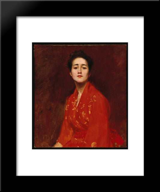 Study Of Girl In Japanese Dress 20x24 Black Modern Wood Framed Art Print Poster by Chase, William Merritt