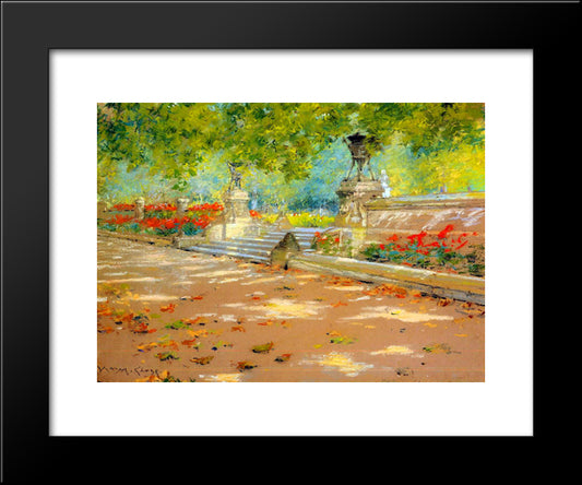 Terrace, Prospect Park 20x24 Black Modern Wood Framed Art Print Poster by Chase, William Merritt