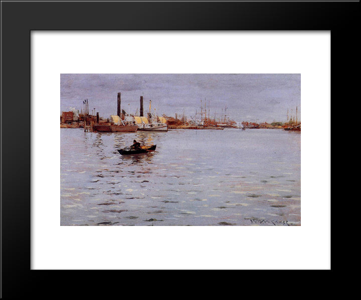 The East River 20x24 Black Modern Wood Framed Art Print Poster by Chase, William Merritt