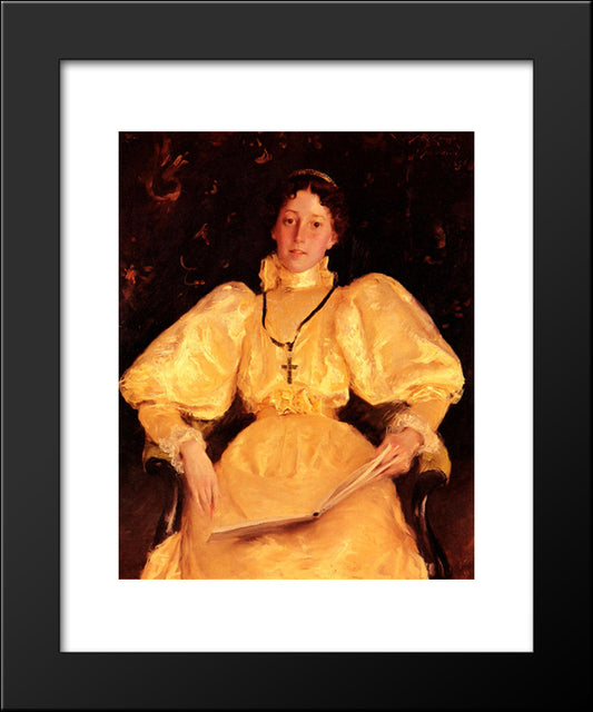 The Golden Lady 20x24 Black Modern Wood Framed Art Print Poster by Chase, William Merritt