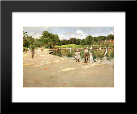 The Lake For Miniature Yachts 20x24 Black Modern Wood Framed Art Print Poster by Chase, William Merritt