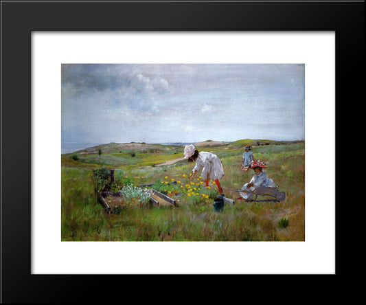 The Little Garden 20x24 Black Modern Wood Framed Art Print Poster by Chase, William Merritt