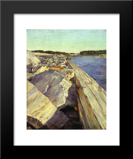 The Lone Fisherman 20x24 Black Modern Wood Framed Art Print Poster by Chase, William Merritt