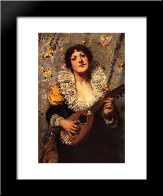 The Mandolin Player 20x24 Black Modern Wood Framed Art Print Poster by Chase, William Merritt