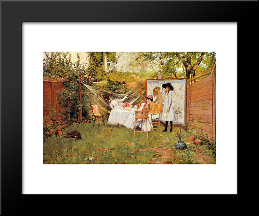 The Open Air Breakfast 20x24 Black Modern Wood Framed Art Print Poster by Chase, William Merritt