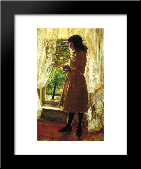 The Pet Canary 20x24 Black Modern Wood Framed Art Print Poster by Chase, William Merritt