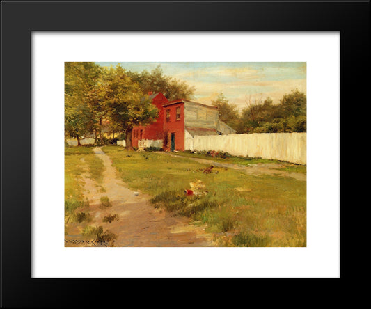 The White Fence 20x24 Black Modern Wood Framed Art Print Poster by Chase, William Merritt