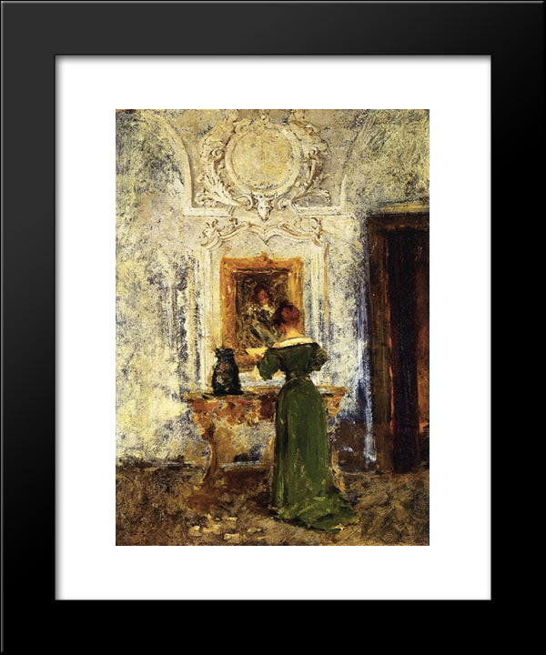 Woman In Green 20x24 Black Modern Wood Framed Art Print Poster by Chase, William Merritt