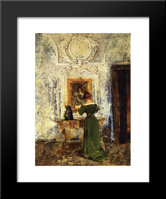 Woman In Green 20x24 Black Modern Wood Framed Art Print Poster by Chase, William Merritt