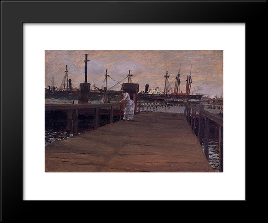 Woman On A Dock 20x24 Black Modern Wood Framed Art Print Poster by Chase, William Merritt