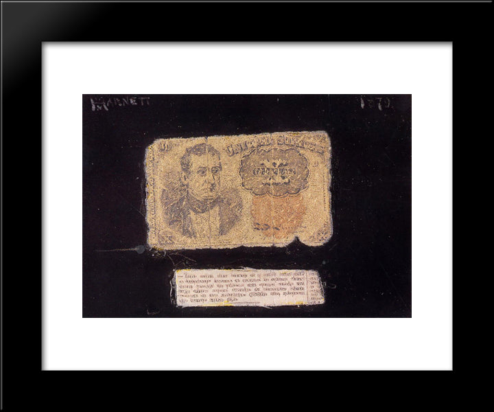 Still Life Ten-Cent Bill 20x24 Black Modern Wood Framed Art Print Poster by Harnett, William Michael