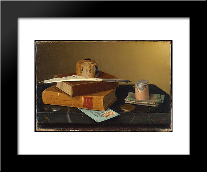The Banker'S Table 20x24 Black Modern Wood Framed Art Print Poster by Harnett, William Michael