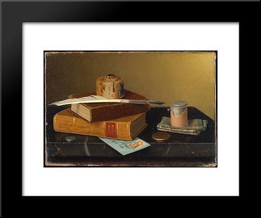 The Banker'S Table 20x24 Black Modern Wood Framed Art Print Poster by Harnett, William Michael