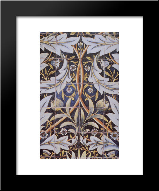 Panel Of Ceramic Tiles Designed By Morris And Produced By William De Morgan 20x24 Black Modern Wood Framed Art Print Poster by Morris, William