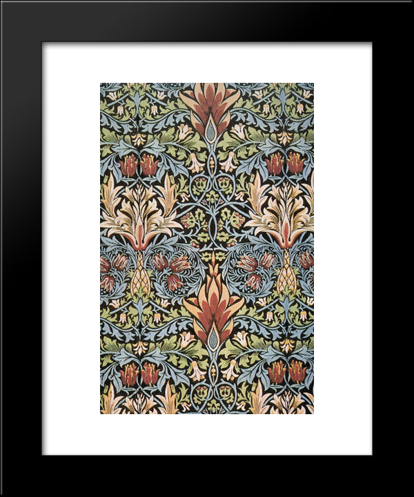 Snakeshead Printed Textile 20x24 Black Modern Wood Framed Art Print Poster by Morris, William