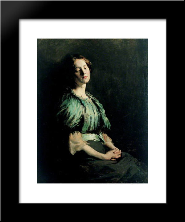 Portrait Of A Girl Wearing A Green Dress 1899 20x24 Black Modern Wood Framed Art Print Poster by Orpen, William