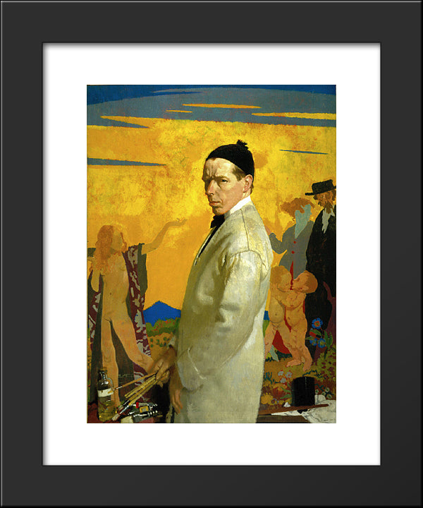Self-Portrait Painting Sowing New Seed (1913) 20x24 Black Modern Wood Framed Art Print Poster by Orpen, William