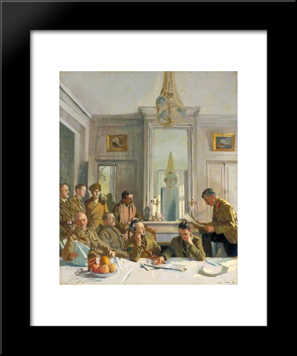 Some Members Of The Allied Press Camp With Their Press Officers 1918 20x24 Black Modern Wood Framed Art Print Poster by Orpen, William