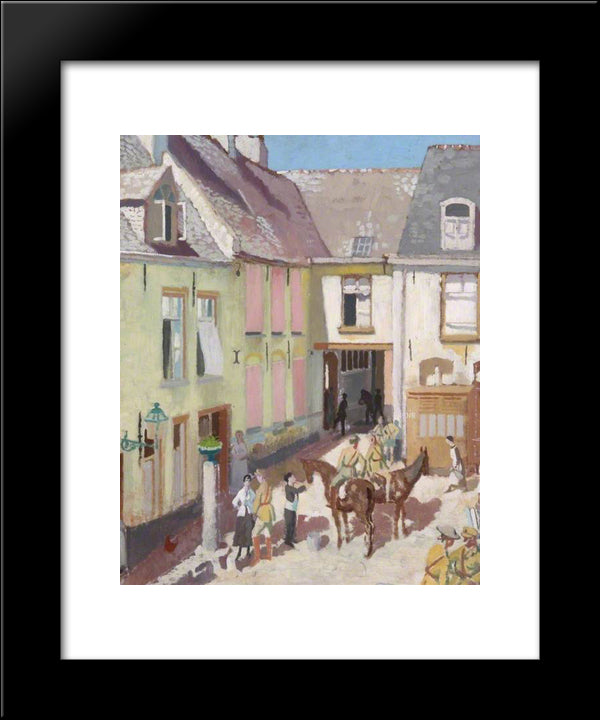 The Courtyard, Hotel Sauvage, Cassel, Nord 1917 20x24 Black Modern Wood Framed Art Print Poster by Orpen, William