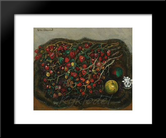 Still Life With Berries And Apples 20x24 Black Modern Wood Framed Art Print Poster by Grigoriev, Boris