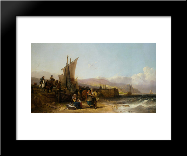 Bargaining For The Catch 20x24 Black Modern Wood Framed Art Print Poster by Shayer, William