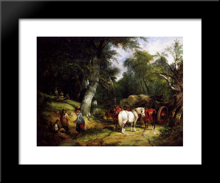 Carting Timber In The New Forest 20x24 Black Modern Wood Framed Art Print Poster by Shayer, William