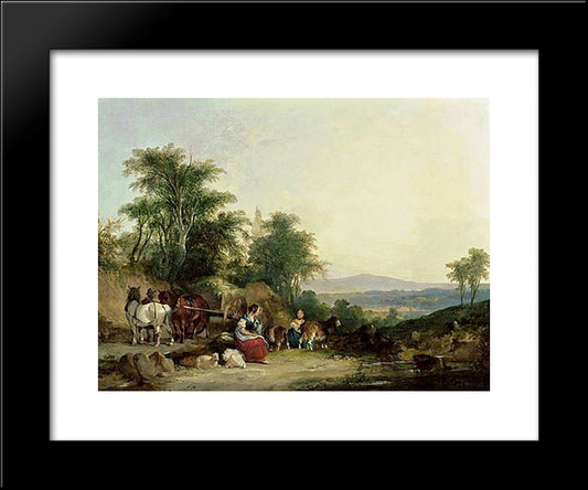 Country Life 20x24 Black Modern Wood Framed Art Print Poster by Shayer, William