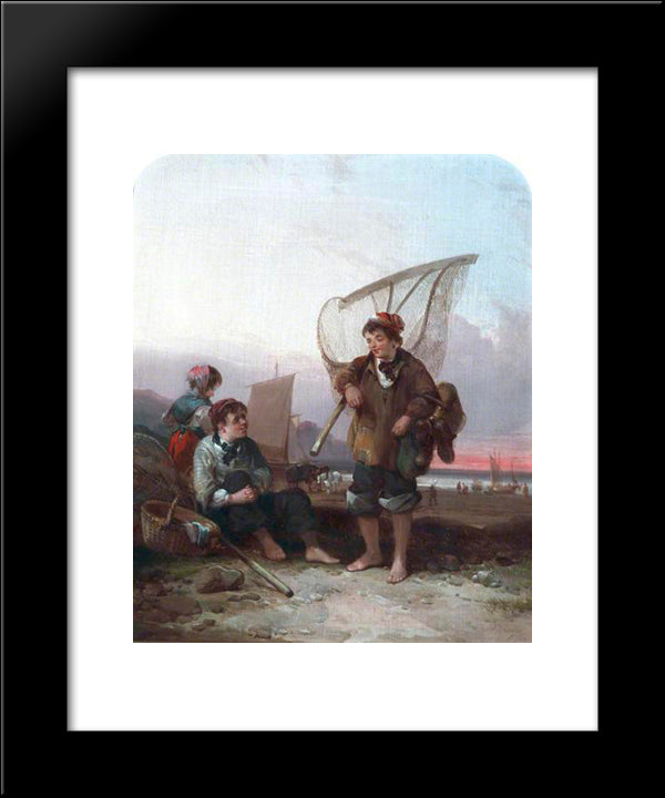 Fishermen 20x24 Black Modern Wood Framed Art Print Poster by Shayer, William