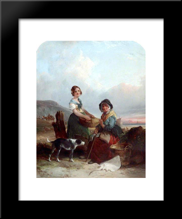 Fisherwomen 20x24 Black Modern Wood Framed Art Print Poster by Shayer, William