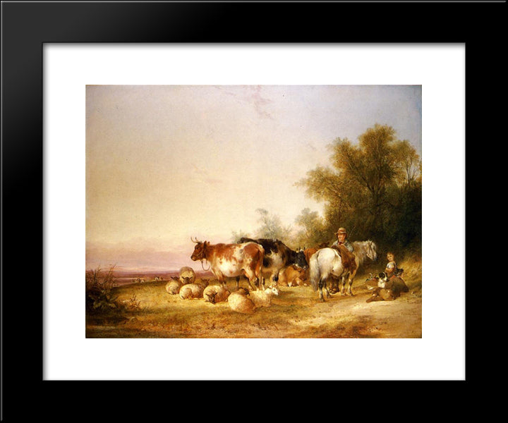 Herders Resting At Lunch 20x24 Black Modern Wood Framed Art Print Poster by Shayer, William