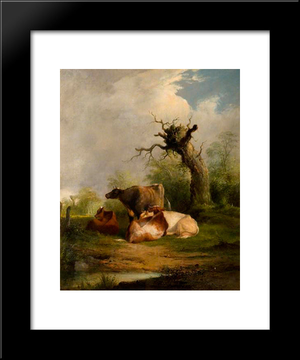 Landscape With Cattle 20x24 Black Modern Wood Framed Art Print Poster by Shayer, William