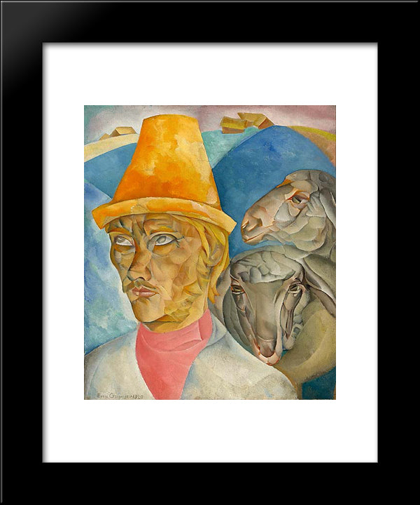 The Shepherd In The Mountains 20x24 Black Modern Wood Framed Art Print Poster by Grigoriev, Boris