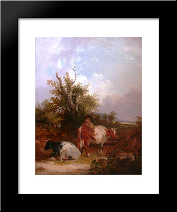 The Cowherd 20x24 Black Modern Wood Framed Art Print Poster by Shayer, William