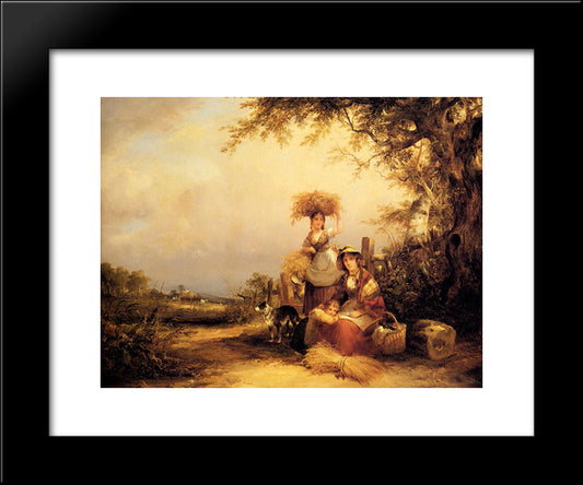 The Gleaners Shirley, Hants 20x24 Black Modern Wood Framed Art Print Poster by Shayer, William