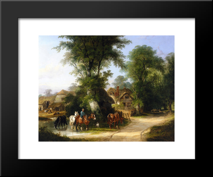 The Watering Place 20x24 Black Modern Wood Framed Art Print Poster by Shayer, William