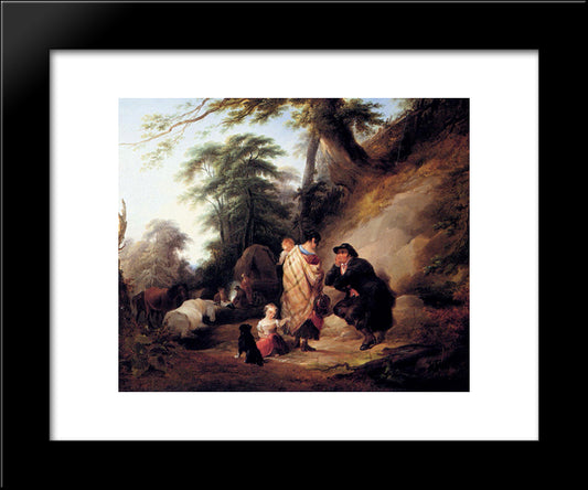 Travelers Resting 20x24 Black Modern Wood Framed Art Print Poster by Shayer, William