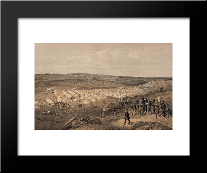 Camp Of The Naval Brigade, Before Sebastopol 20x24 Black Modern Wood Framed Art Print Poster by Simpson, William