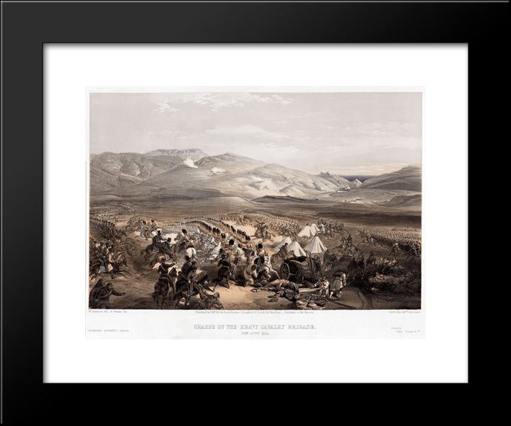 Charge Of The Heavy Cavalry Brigade, 25Th Octomber 1854 20x24 Black Modern Wood Framed Art Print Poster by Simpson, William