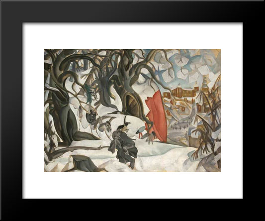 Winter. Red Hill In The Realm Of Berendey 20x24 Black Modern Wood Framed Art Print Poster by Grigoriev, Boris